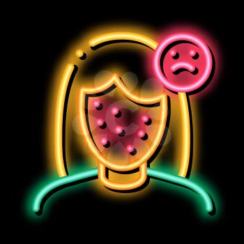 Acne Face Sad Girl neon light sign vector. Glowing bright icon Acne Face Sad Girl sign. transparent symbol illustration