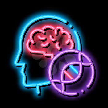 Man Head Brain Molecule neon light sign vector. Glowing bright icon Man Head Brain Molecule sign. transparent symbol illustration