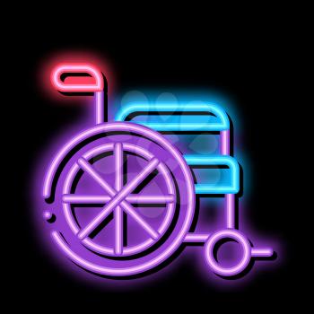 Wheelchair Equipment neon light sign vector. Glowing bright icon Wheelchair Equipment sign. transparent symbol illustration