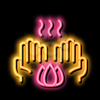 Hands Fragrant Flower neon light sign vector. Glowing bright icon Hands Fragrant Flower sign. transparent symbol illustration