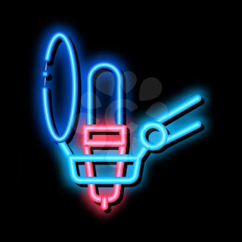 Microphone Host Device neon light sign vector. Glowing bright icon Microphone Host Device sign. transparent symbol illustration
