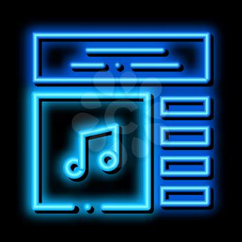 Internet Music Play List neon light sign vector. Glowing bright icon Internet Music Play List sign. transparent symbol illustration