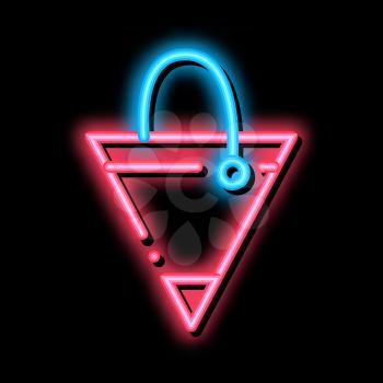 Fire Triangle Bucket neon light sign vector. Glowing bright icon Fire Triangle Bucket sign. transparent symbol illustration