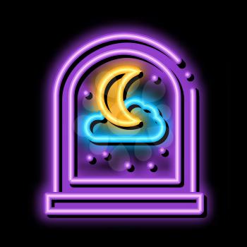 Moon, Stars And Cloud neon light sign vector. Glowing bright icon Moon, Stars And Cloud sign. transparent symbol illustration