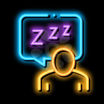 Human Zzz In Quote Frame neon light sign vector. Glowing bright icon Human Zzz In Quote Frame sign. transparent symbol illustration