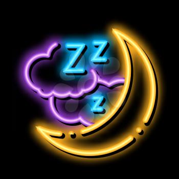 Night Sky With Moon neon light sign vector. Glowing bright icon Night Sky With Moon sign. transparent symbol illustration
