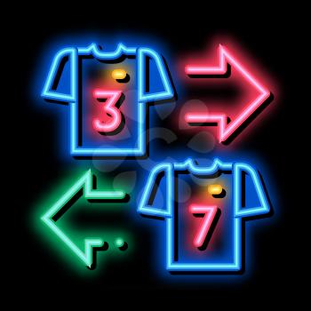 Teams T-shirt Exchange neon light sign vector. Glowing bright icon Teams T-shirt Exchange sign. transparent symbol illustration