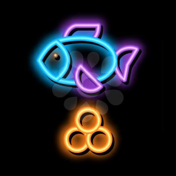 Sea Fish Caviar neon light sign vector. Glowing bright icon Sea Fish Caviar sign. transparent symbol illustration