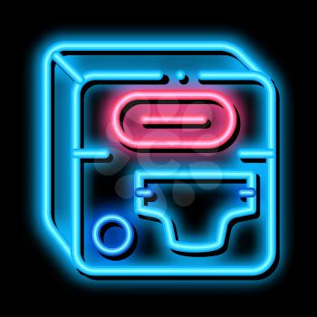 Diaper Device neon light sign vector. Glowing bright icon Diaper Device sign. transparent symbol illustration
