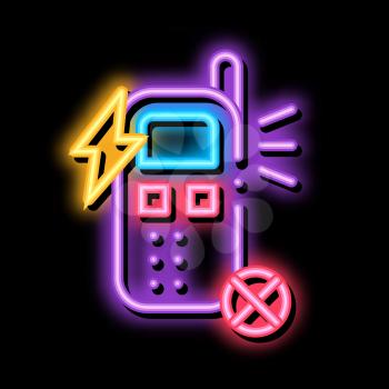 Broken Phone neon light sign vector. Glowing bright icon Broken Phone sign. transparent symbol illustration