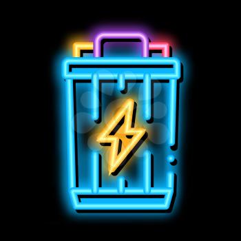 Lightning Battery neon light sign vector. Glowing bright icon Lightning Battery sign. transparent symbol illustration