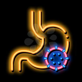 Stomach Infection neon light sign vector. Glowing bright icon Stomach Infection sign. transparent symbol illustration