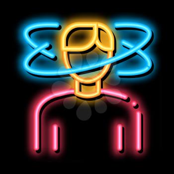 Man Dizziness neon light sign vector. Glowing bright icon Man Dizziness sign. transparent symbol illustration