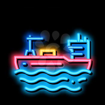 Tanker At Sea neon light sign vector. Glowing bright icon Tanker At Sea sign. transparent symbol illustration