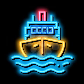Cruise Vessel neon light sign vector. Glowing bright icon Cruise Vessel sign. transparent symbol illustration