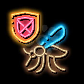 Mosquito Shield neon light sign vector. Glowing bright icon Mosquito Shield sign. transparent symbol illustration