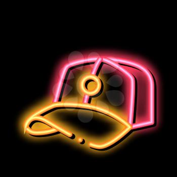 Baseball Cap Hat neon light sign vector. Glowing bright icon Baseball Cap Hat isometric sign. transparent symbol illustration