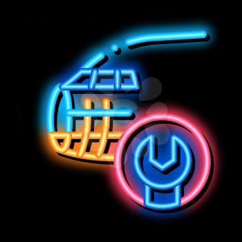 Airplane Wrench neon light sign vector. Glowing bright icon Airplane Wrench sign. transparent symbol illustration