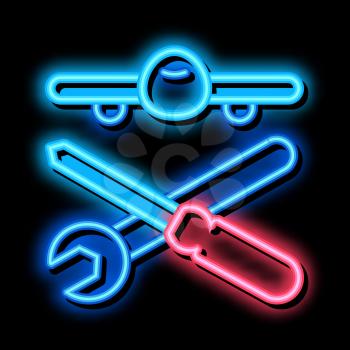 Plane Instruments neon light sign vector. Glowing bright icon Plane Instruments sign. transparent symbol illustration