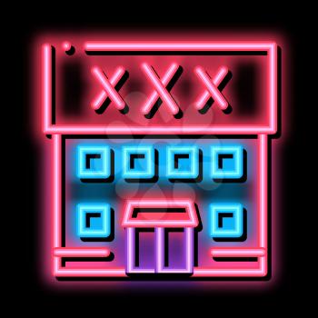 Sex Shop Building neon light sign vector. Glowing bright icon Sex Shop Building sign. transparent symbol illustration