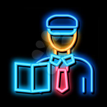 Custom Policeman neon light sign vector. Glowing bright icon Custom Policeman sign. transparent symbol illustration