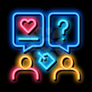 Human Discussing neon light sign vector. Glowing bright icon Human Discussing sign. transparent symbol illustration