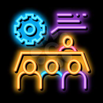 Meeting Training neon light sign vector. Glowing bright icon Meeting Training sign. transparent symbol illustration