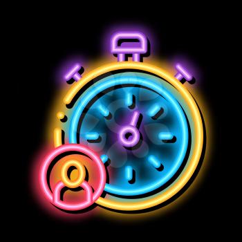 Stopwatch Human neon light sign vector. Glowing bright icon Stopwatch Human sign. transparent symbol illustration