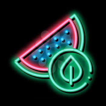 Watermelon Leaf neon light sign vector. Glowing bright icon Watermelon Leaf sign. transparent symbol illustration