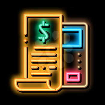 Check Cash Device neon light sign vector. Glowing bright icon Check Cash Device sign. transparent symbol illustration