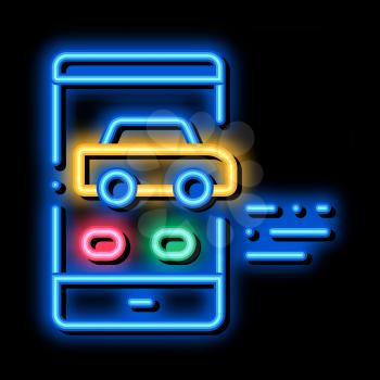 Car Phone Screen neon light sign vector. Glowing bright icon Car Phone Screen isometric sign. transparent symbol illustration