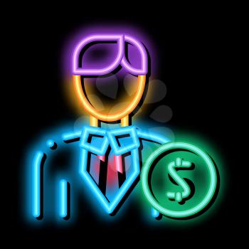 Investor Money neon light sign vector. Glowing bright icon Investor Money isometric sign. transparent symbol illustration