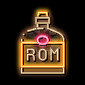 Rum Drink Bottle neon light sign vector. Glowing bright icon Rum Drink Bottle isometric sign. transparent symbol illustration