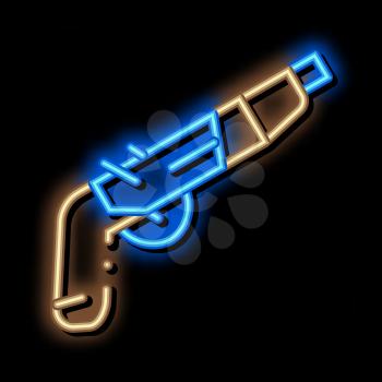 Gun Pistol neon light sign vector. Glowing bright icon Gun Pistol isometric sign. transparent symbol illustration
