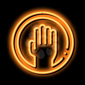 Hand Round Frame neon light sign vector. Glowing bright icon Hand Round Frame isometric sign. transparent symbol illustration