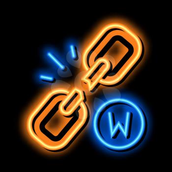 Broken Chain neon light sign vector. Glowing bright icon Broken Chain isometric sign. transparent symbol illustration