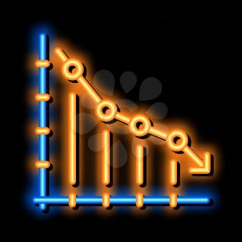 Falling Chart neon light sign vector. Glowing bright icon Falling Chart isometric sign. transparent symbol illustration
