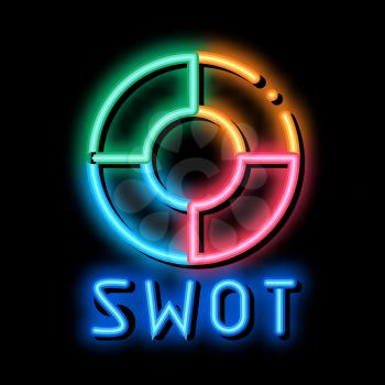 Swot Circle Form neon light sign vector. Glowing bright icon Swot Circle Form isometric sign. transparent symbol illustration