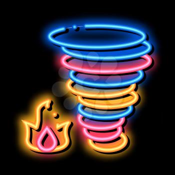 Burn Fire Tornado neon light sign vector. Glowing bright icon Burn Fire Tornado isometric sign. transparent symbol illustration