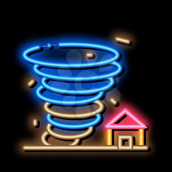 Tornado House neon light sign vector. Glowing bright icon Tornado House isometric sign. transparent symbol illustration