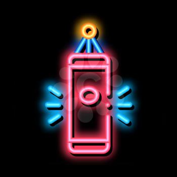 Punching Bag neon light sign vector. Glowing bright icon Punching Bag sign. transparent symbol illustration