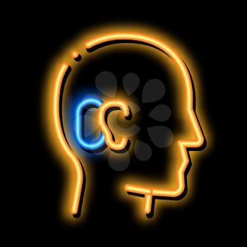 Human Ear neon light sign vector. Glowing bright icon Human Ear sign. transparent symbol illustration