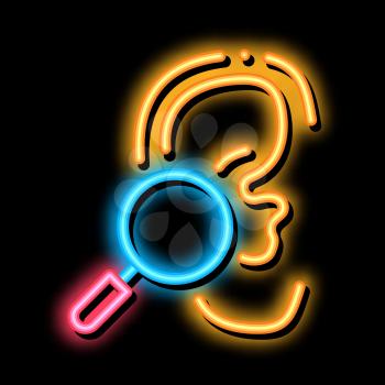 Hearing Test neon light sign vector. Glowing bright icon Hearing Test sign. transparent symbol illustration