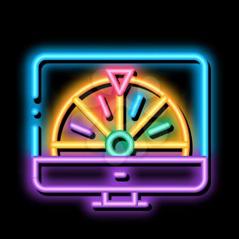 Roulette in Computer neon light sign vector. Glowing bright icon Roulette in Computersign. transparent symbol illustration