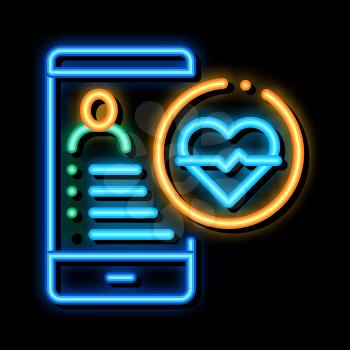 Heart Rhythm neon light sign vector. Glowing bright icon Heart Rhythm sign. transparent symbol illustration