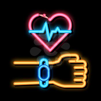 Fitness Tracker neon light sign vector. Glowing bright icon Fitness Tracker sign. transparent symbol illustration