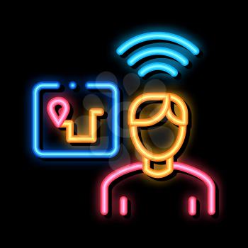 Online Navigator neon light sign vector. Glowing bright icon Online Navigator sign. transparent symbol illustration