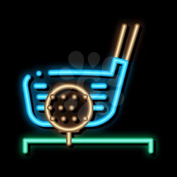 Golf Putter Ball neon light sign vector. Glowing bright icon Golf Putter Ball sign. transparent symbol illustration