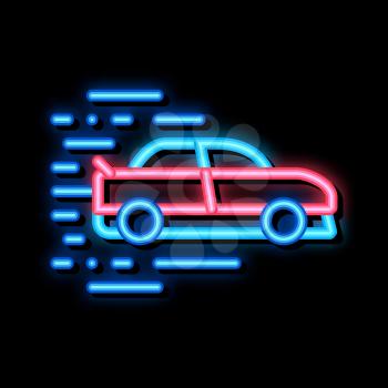 Car High Speed neon light sign vector. Glowing bright icon Car High Speed sign. transparent symbol illustration