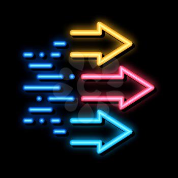 Speed Arrows neon light sign vector. Glowing bright icon Speed Arrows sign. transparent symbol illustration